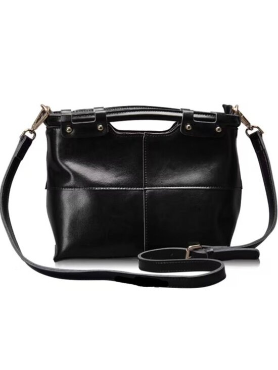 Source Unknown Handbags - Lovely Black Genuine Top-Grain Vintage Tote Bag Suitable for Women - Large